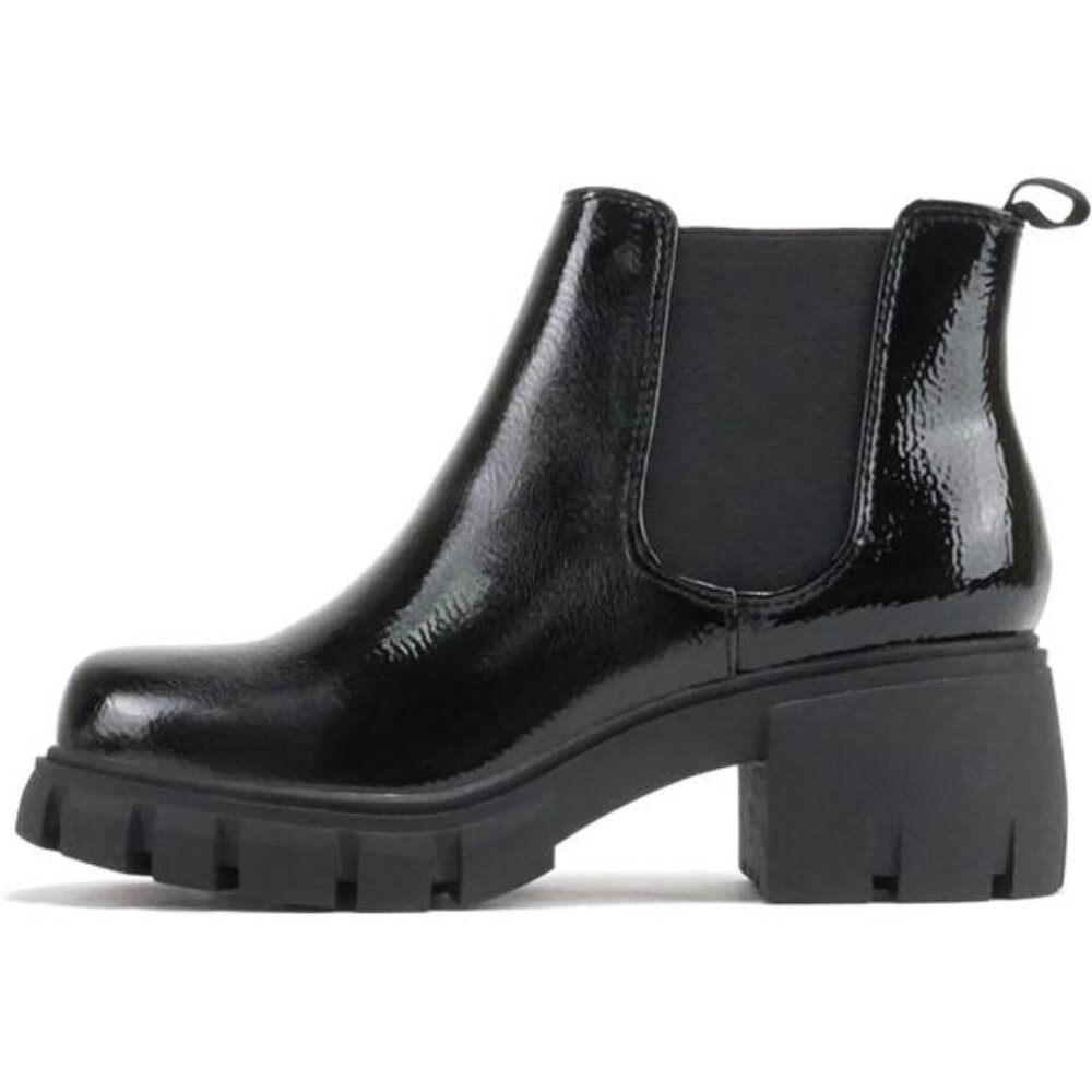 Women Lug Sole Ankle Booties Mid Heel Chelsea Boots Platform Fashion Shoes